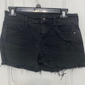 Black denim boyfriend cut shorts